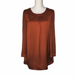 Paraella Women's Burnt Orange Long Sleeve Pocket Mini Dress Size Small